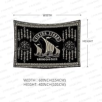 Vista 12 de F-FUN SOUL Tapiz de los vikingos nórdicos, franela suave, 40 x 30 pulgadas, nudo triskele vikingo, runa celta, tapiz de mitología estética