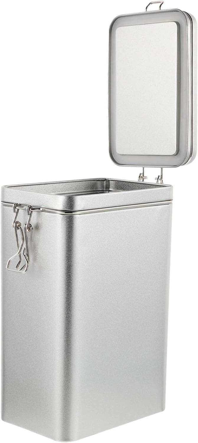 Frasco de almacenamiento de café hermético de metal plateado