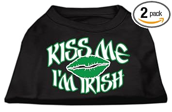 Mirage Pet Products 10-Inch Kiss Me I'm Irish Screen Print Shirt for Pets, Small, Black