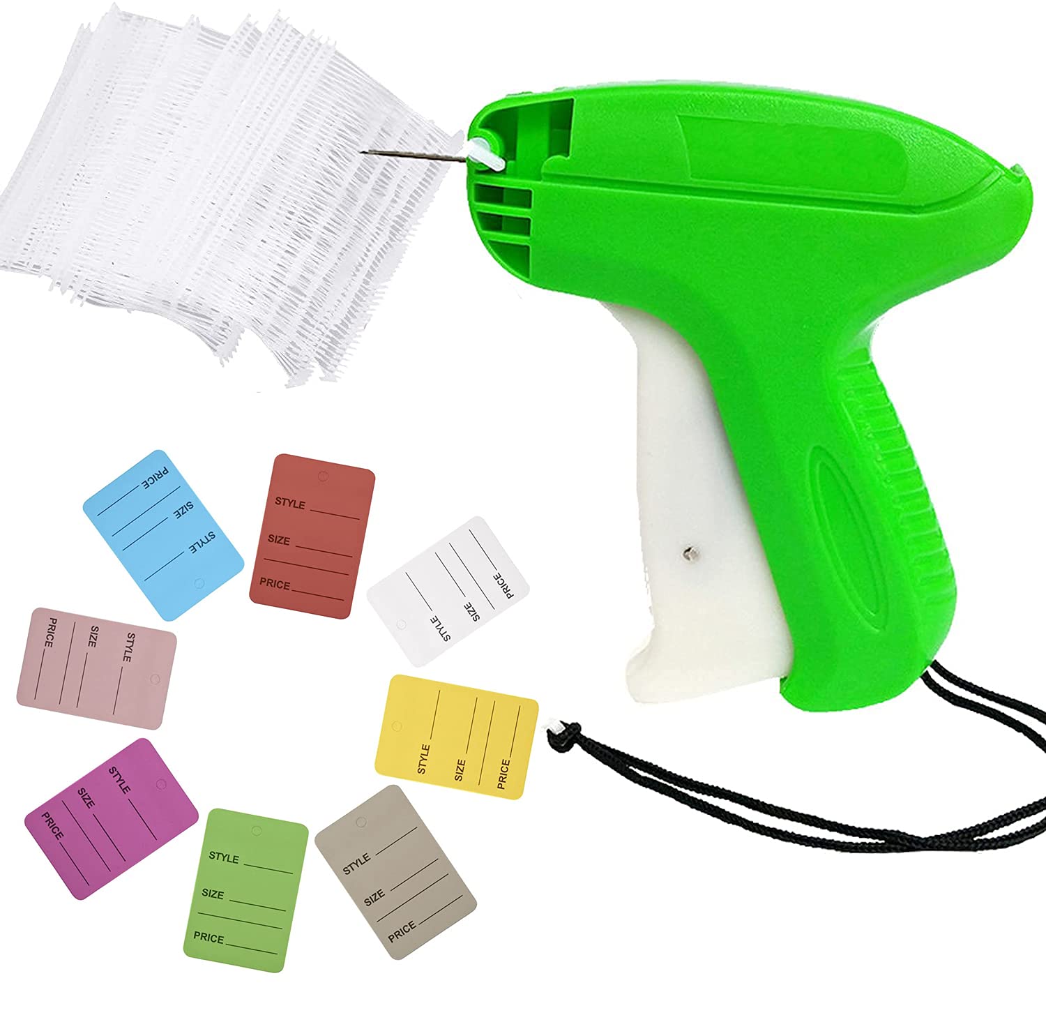 MiDube Tag Attacher Gun Kit with 5000 PCS Plastic Tag Fasteners 500 PCS Price Retail Labels 5 Needles Clothing Sale Display for Product Style Size Store Retail Marking Tags Paper Labels