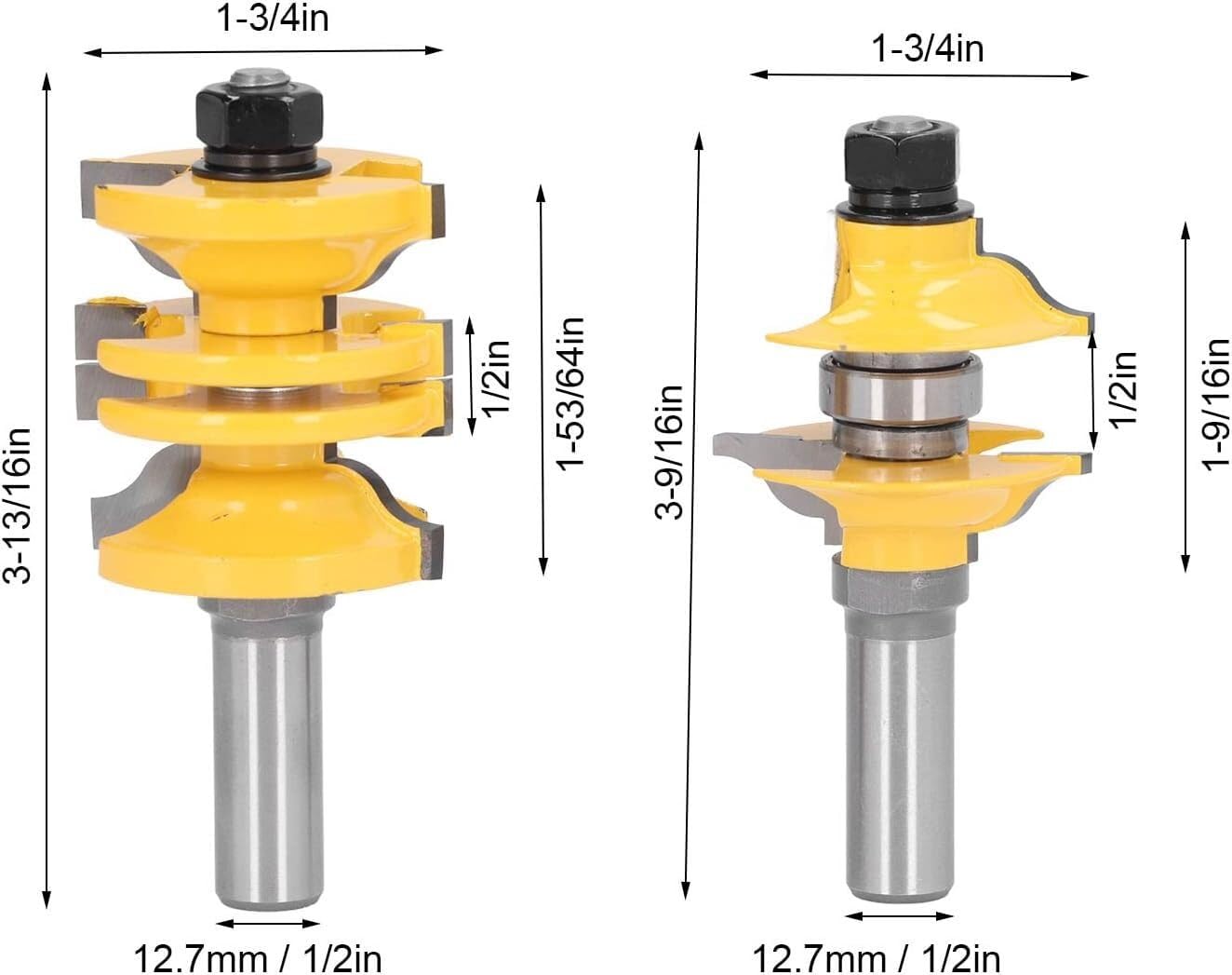 Outils compatibles avec Lot de 2 fraises à tenon pour porte d'entrée en acier au carbone, tige de 1/2 po