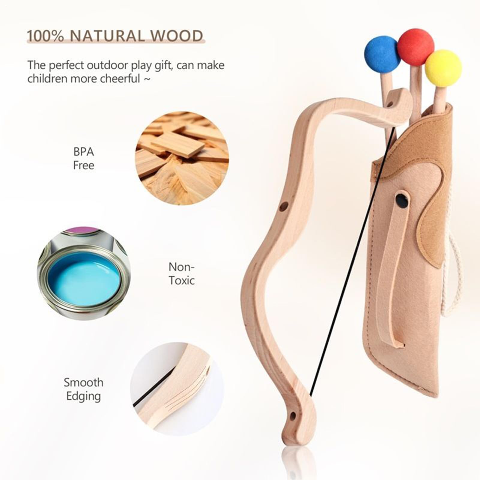 Arc pour – Jouet de Lancement en Bois avec 3 cibles | Arc débutant pour garçons, Filles de 4 à 8 Ans, Jeu, Sport, Jeu, activité intérieure et extérieure, Pratique dans Le Jardin, Jouet