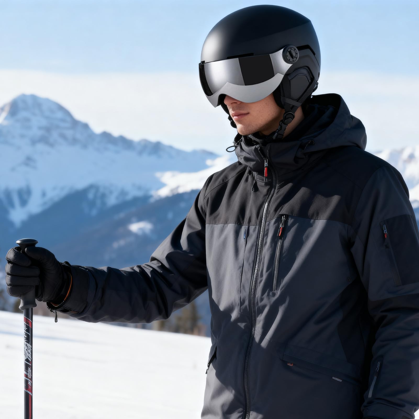 Ski Helmet - Warm Shockproof Hat with Goggles for Winter Safety, Outdoor Protective Snow Ski Helmet with Adjustable Fit, Accessory for Men Women Youth Adults Skiers Snowboarders Downhill