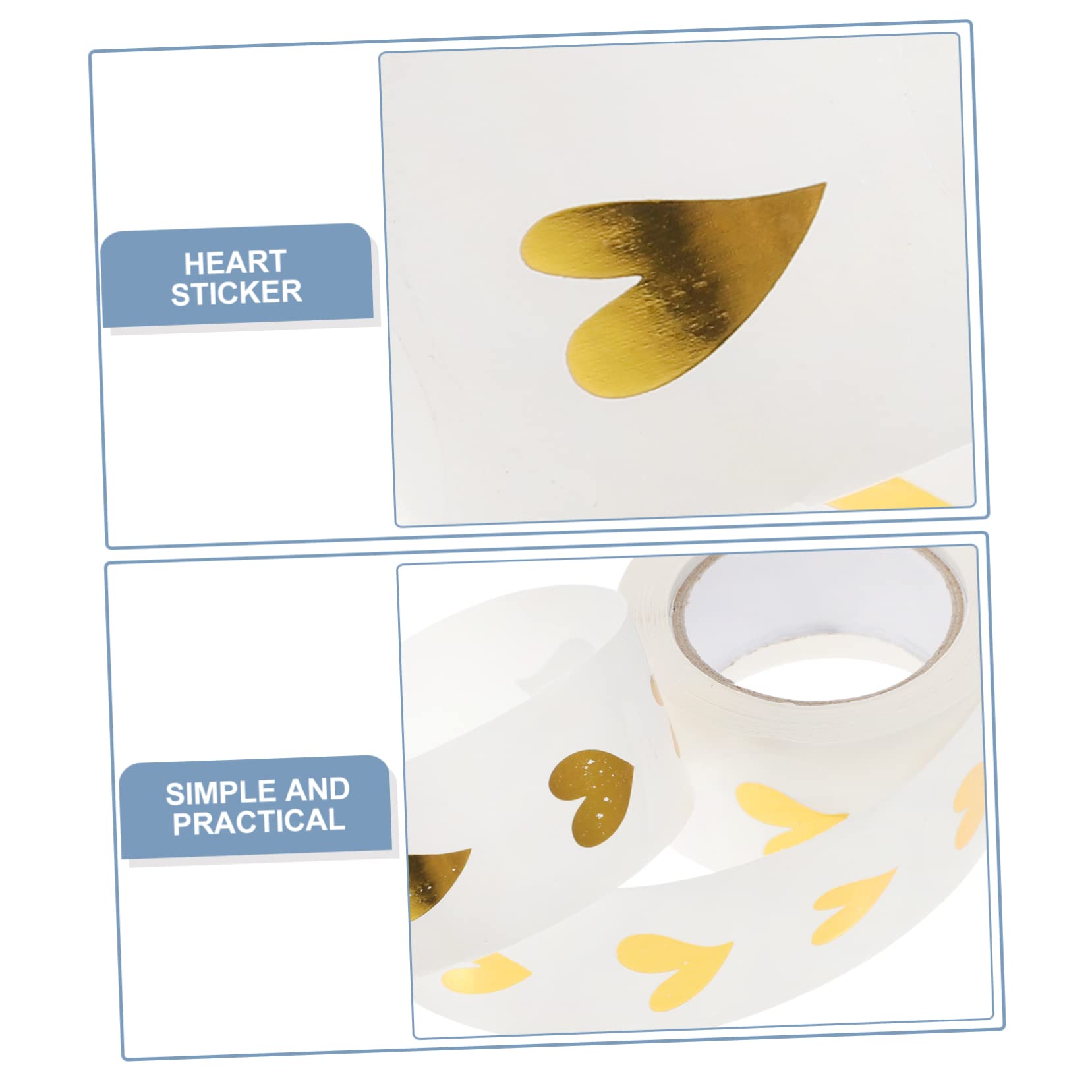 DOITOOL 5000 Stück Herz Aufkleber Transparent Selbstklebend Goldene Etiketten für Hochzeit Geschenkverpackung Valentinstag Geburtstag Umschläge Deko