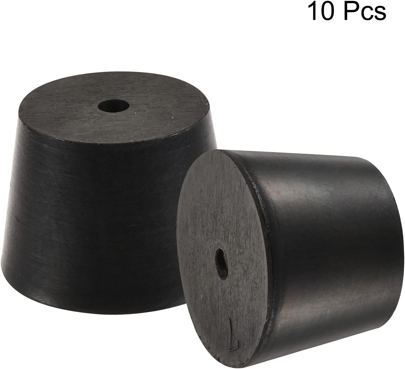 MECCANIXITY Rubber Tapered Plug 30mm to 37mm with Hole Test Tubes Bungs Stopper Black for Lab Home 10 Pieces