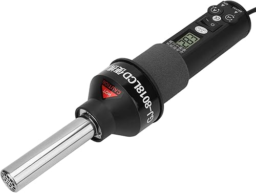 Miniatura 7 de Pistola de aire caliente digital, mini pistola de tubo termorretráctil de 450 W con pantalla LCD y boquillas, flujo de aire de temperatura ajustable