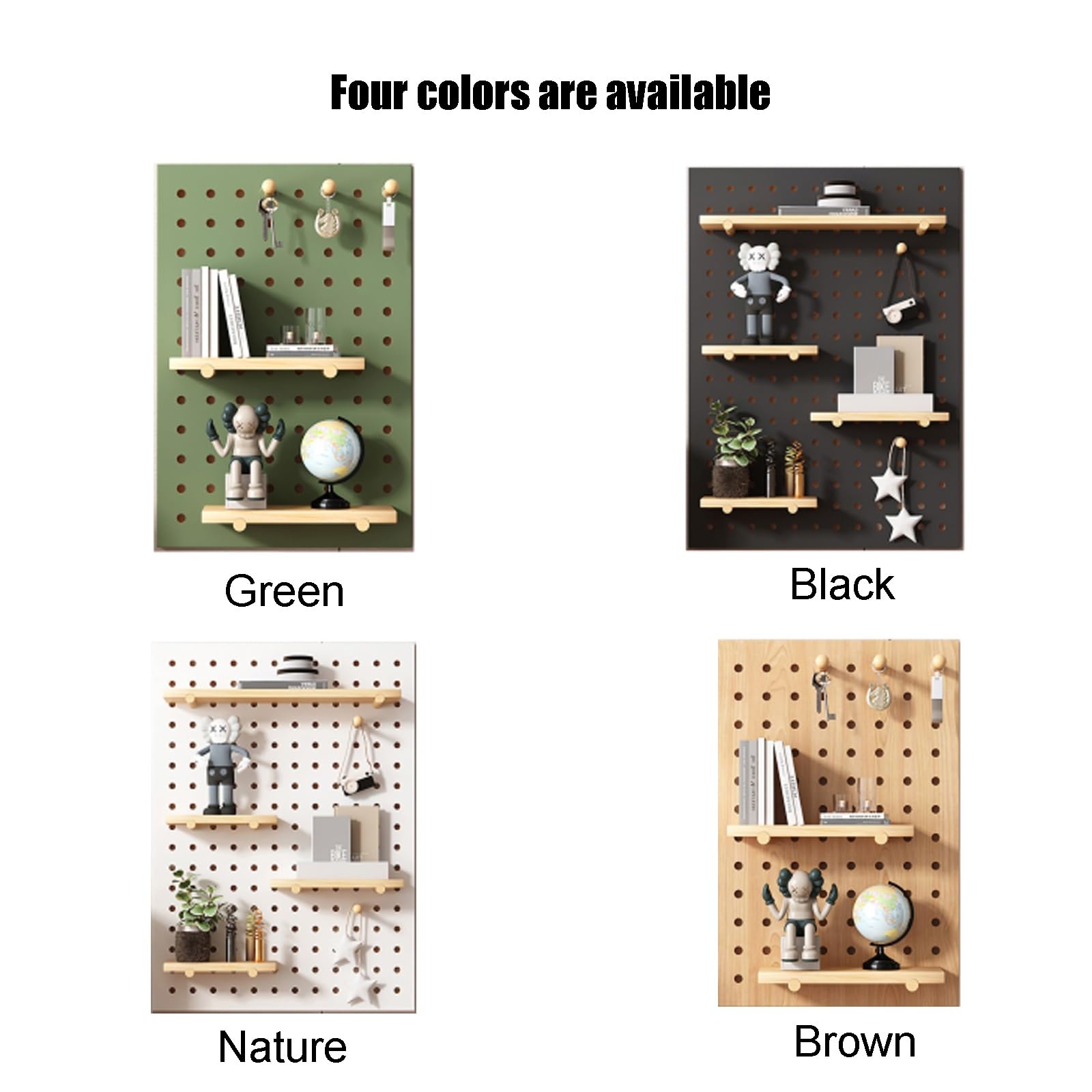 Stecktafel aus Holz, Stecktafel-Wandhalterung, Display-Stecktafel, Holz-Garage, Stecktafel-Wand-Organizer, Stecktafel-Panel-Kit, Installationszubehör für Küche, Wohnzimmer, Büro (grün, 60 x