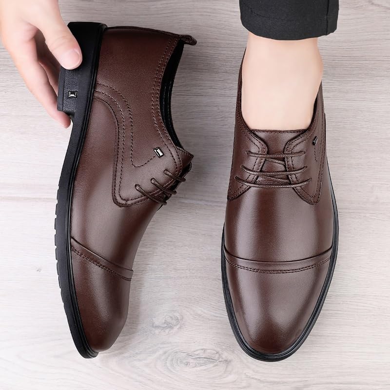 Men's Tuxedo Shoes Faux Patent Leather Lace Up Platform Block Heel Business Oxford Shoes Men Slip On Pointed Toe Derbys Classic Formal Shoes for Men3