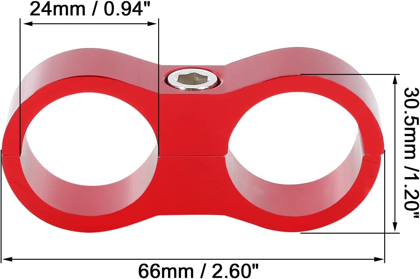 X AUTOHAUX 4pcs Red AN12 24mm Hose Separator Clamp Fitting Adapter with Wrench for Car