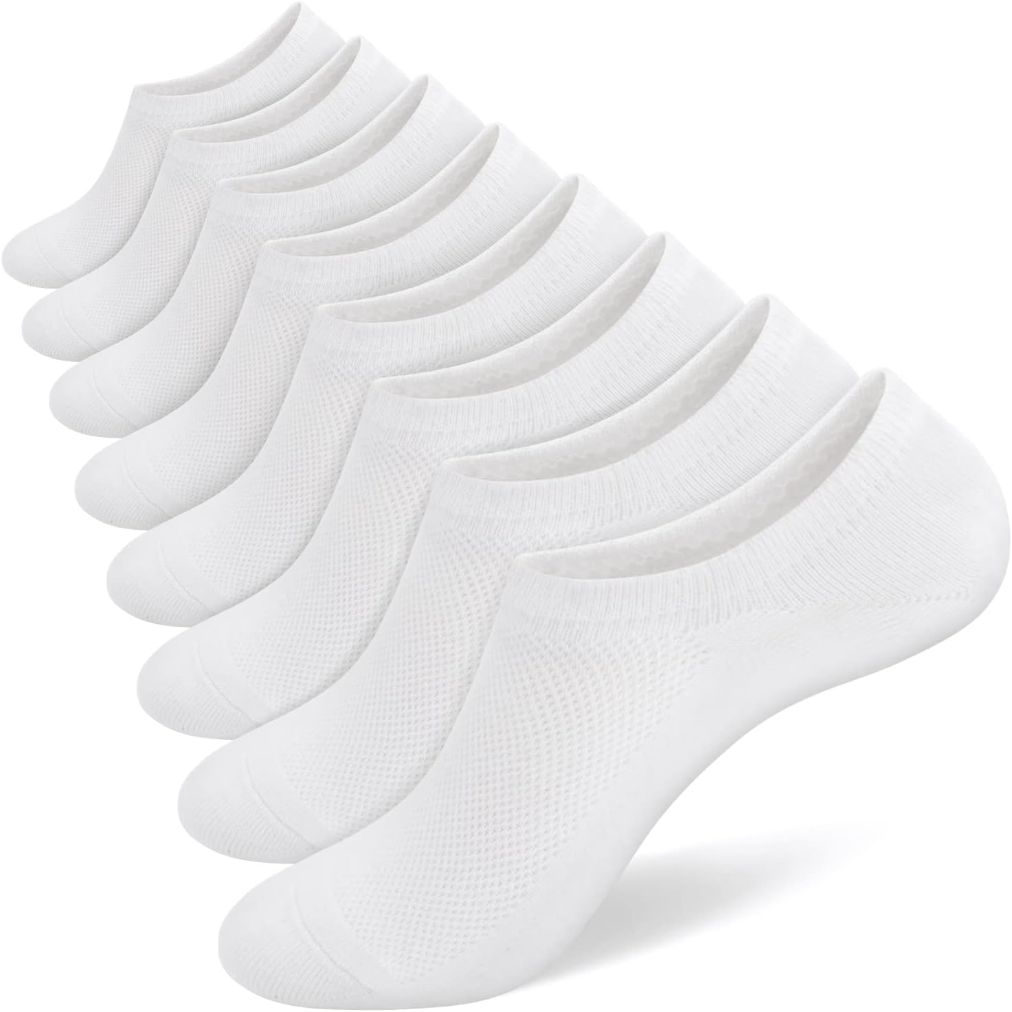 SIXDAYSOX Mens No Show 8 Pairs Invisible Low Cut Cotton Non Slip Short Socks Size 5-8/9-11/12-14