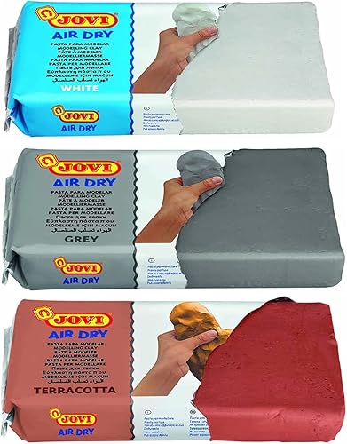 Miniatura 5 de Jovi Premium - Arcilla de modelado de secado al aire libre 3 unidades color blanco gris y arcilla de terracota 22 libras cada 66 libras en total sin