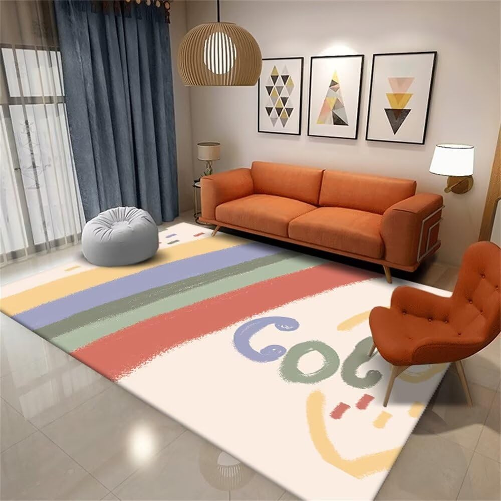 Tapis grande taille salon 200x300cm crème au design moderne
