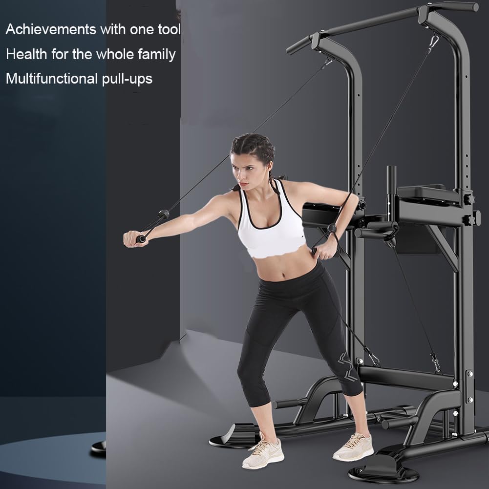 Stazione per trazioni e dip, torre di potenza multifunzione ad altezza regolabile per attrezzature per allenamento fitness, allenamento per la forza, palestra domestica
