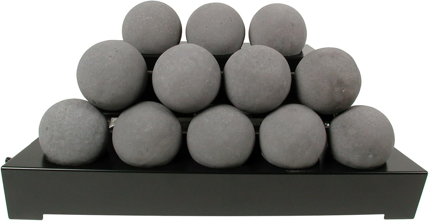 Rasmussen Vent Free Fireballs Burner Kit (AFB24-DG-AFB24-S-B-P), 24-Inch, Remote Ready Millivolt Safety Pilot, Propane, Smooth FireBalls/12 Pieces/Dark Grey