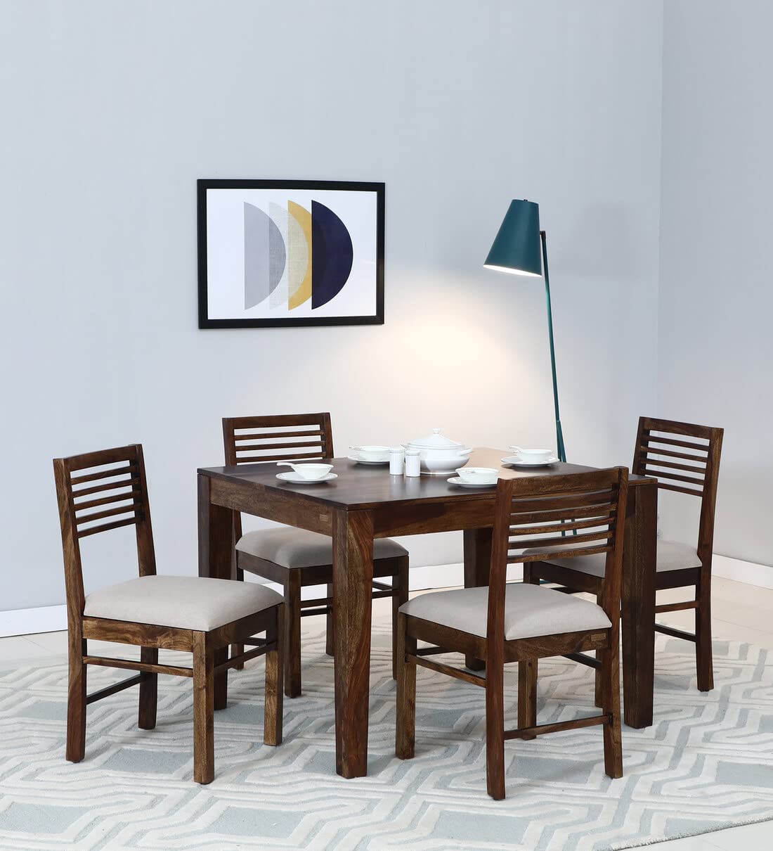 KD FURNITURES Solid Sheesham Wood Dining Table 4 Seater with Chairs Dining Table Set Dining