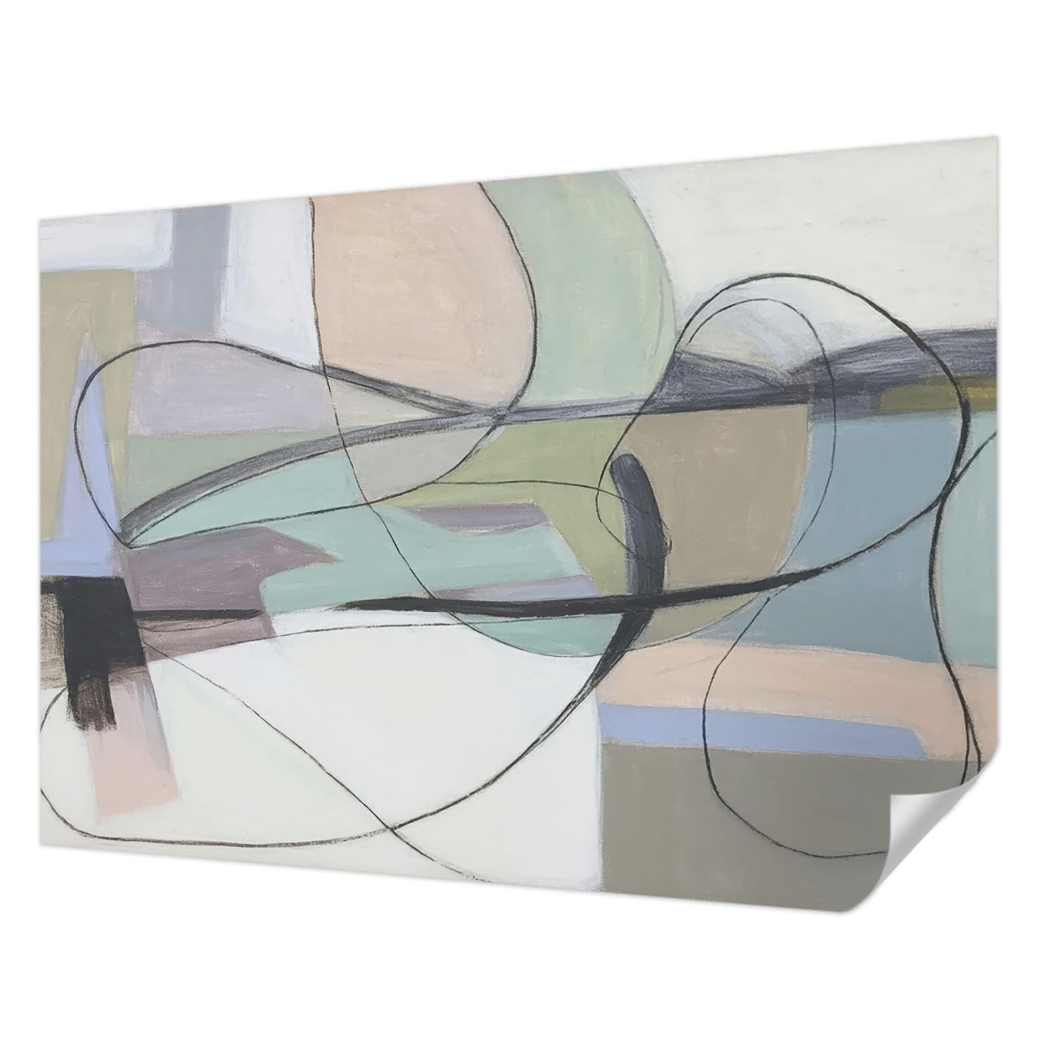 Papier peint autocollant panoramique haute qualité 208x146 cm lignes pastel