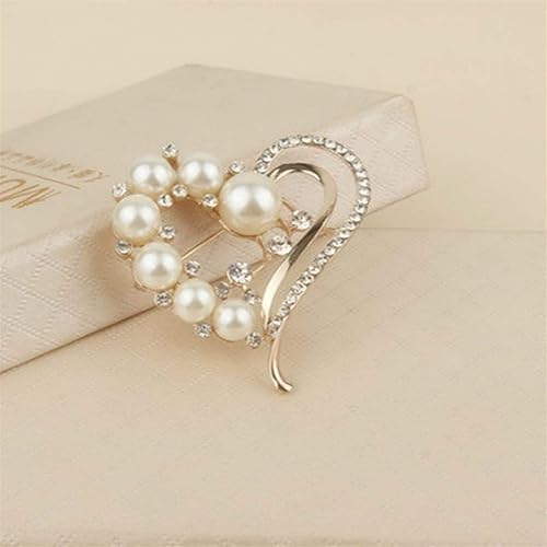 Miniatura 3 de Journey Studio - Broche de corazón con diamantes de imitación de perlas de diamantes de imitación broche de bufanda de corazón para mujer accesorios