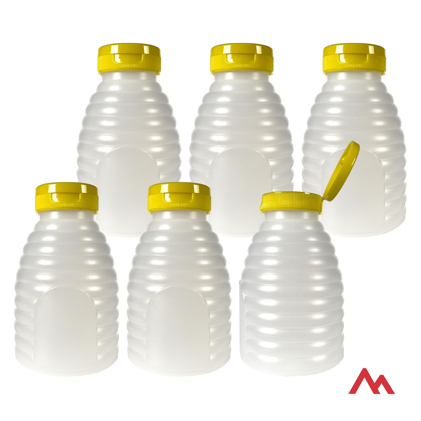 Pinnacle Mercantile Refillable HDPE Plastic Honey Bottles - Easy Squeeze, leak-proof, BPA-Free, and Made in USA 8oz pack of 6