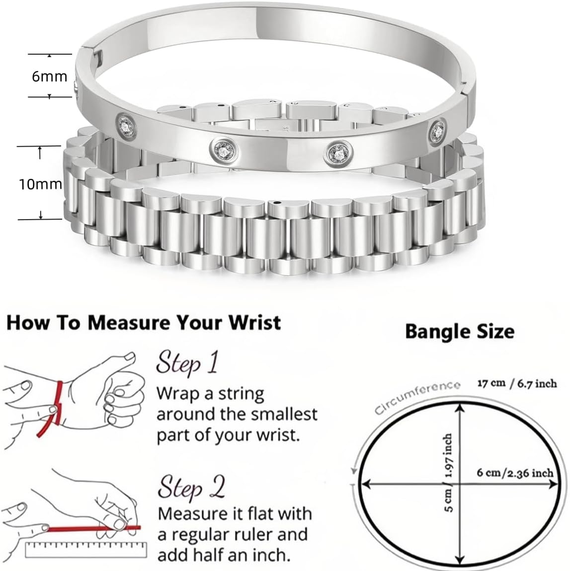 14K Gold Plated Bracelet Set for Women Love Friendship Bangle with Cubic Zirconia Stones Stainless Steel Bracelet Best Gifts for Women - Image 2