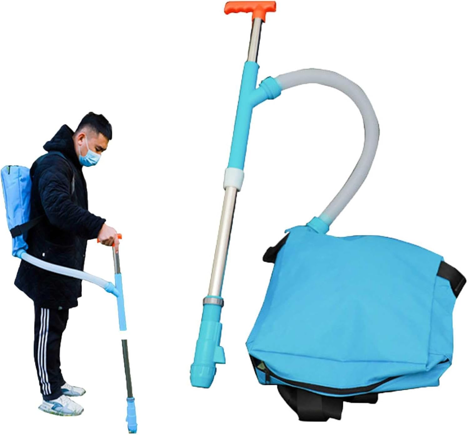 Manual Fertilizer Spreader, Portable Backpack Agricultural Fertilizer Spreader Flexible Handle Handheld Seeder Garden Planting Tool for Corn Vegetables Fruit Trees