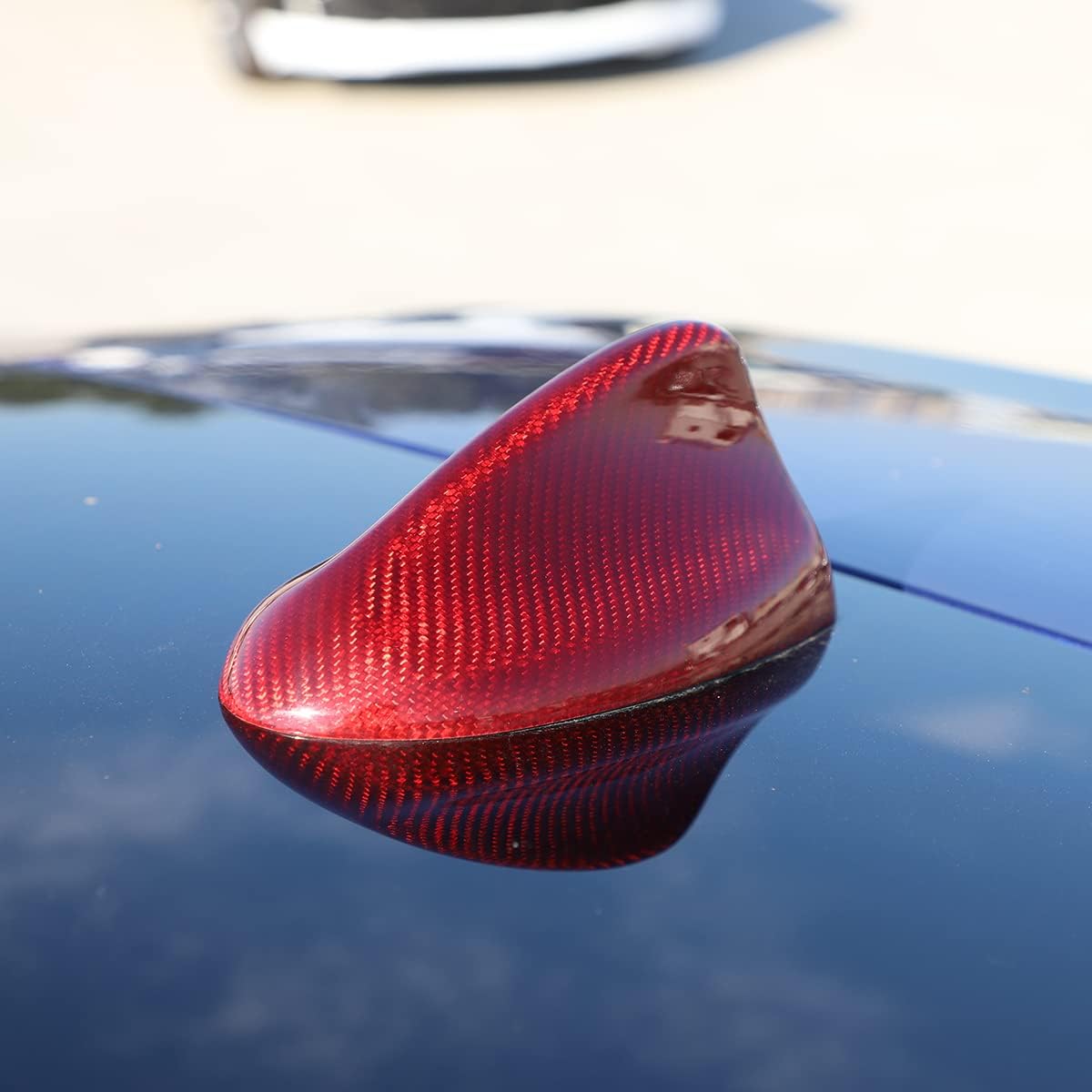 Car Antenna Base Cover Trim Fit for Mase*rati Grecale 2022, Side Antenna Base Bezel Cover Antenna Mount Decoration,Real Carbon Fiber (Red)