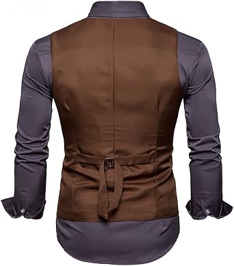 Cloudstyle Mens Vest Double Breasted V-Neck Slim Fit Formal Dress Vest Business Waistcoat