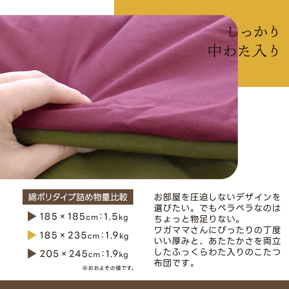高級感 変わり織 正方形 厚掛け こたつ布団  綿100％ シャンタン 日本製 高級 ジャガードミックス織 国産こたつ布団 – precocirico