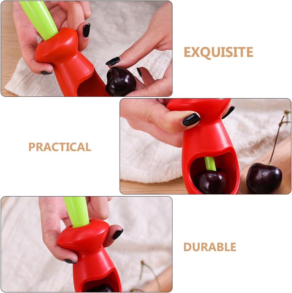 2Pcs Cherry Core Removers Ergonomic Fruit Corer Tool Kitchen Gadgets for Convenient Seed Removal Material Fruit Vegetable Seeder (2pcs)
