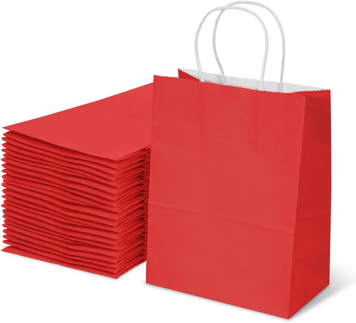 TOWRAP Red Gift Bags 25Pcs 5.25 x 3.75 x 8 Inch Small Paper