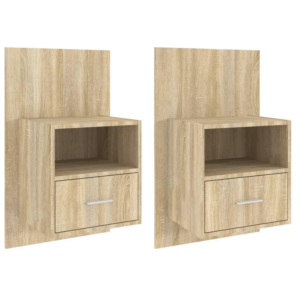 vidaXL Wiszące szafki nocne, 2 szt., dąb sonoma, szafka wisząca, szafka, szafka ścienna, szafki wiszące, szafki, szafki ścienne, szafka nocna