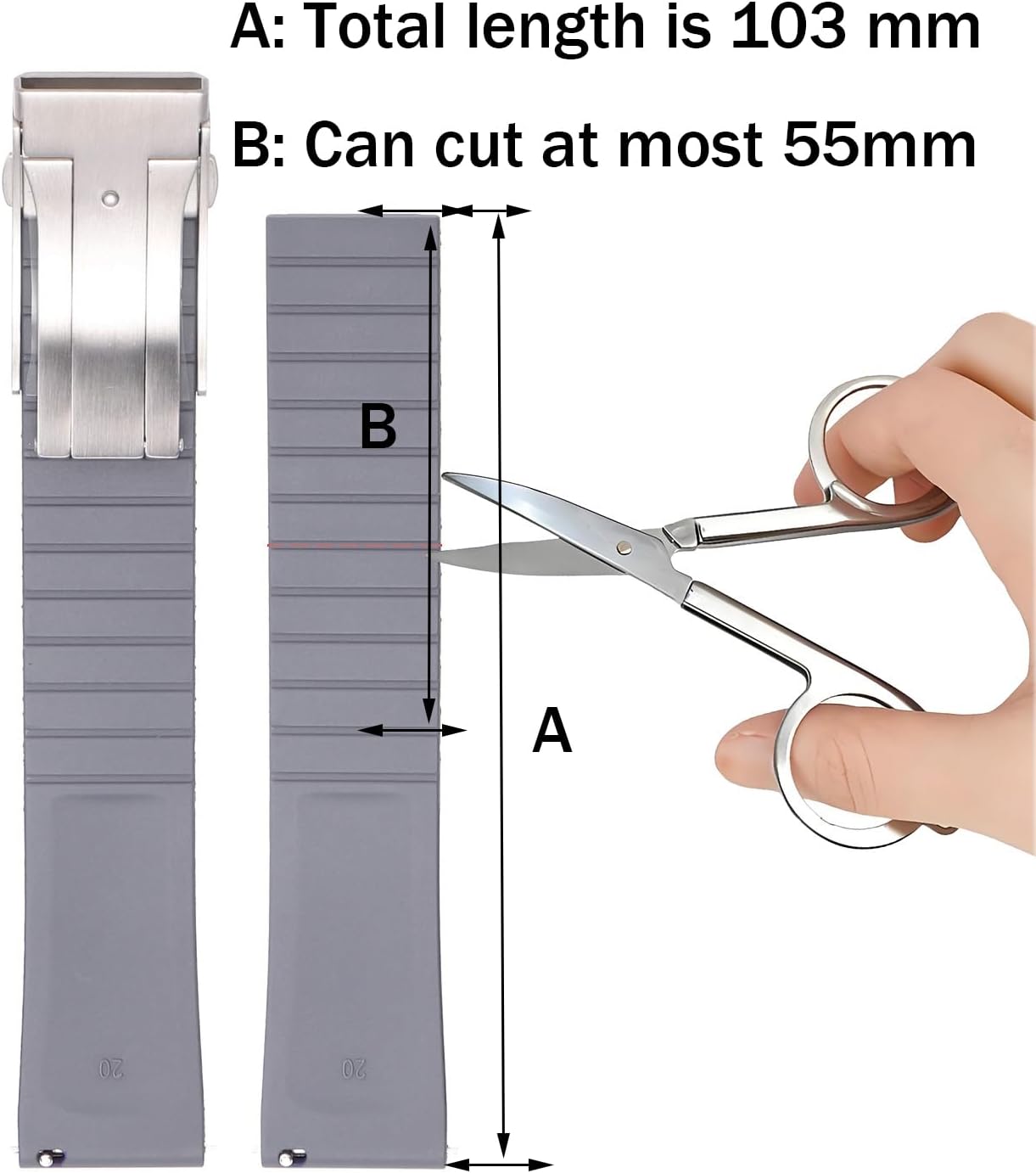 FKM Rubber Watch Bands Deployment Clasp Adjustable CTS Fluororubber 19mm 20mm 21mm 22mm Quick Release Soft Durable FKM Rubber Watch Strap Universal Replacement Band Strap for Men Women - Image 7