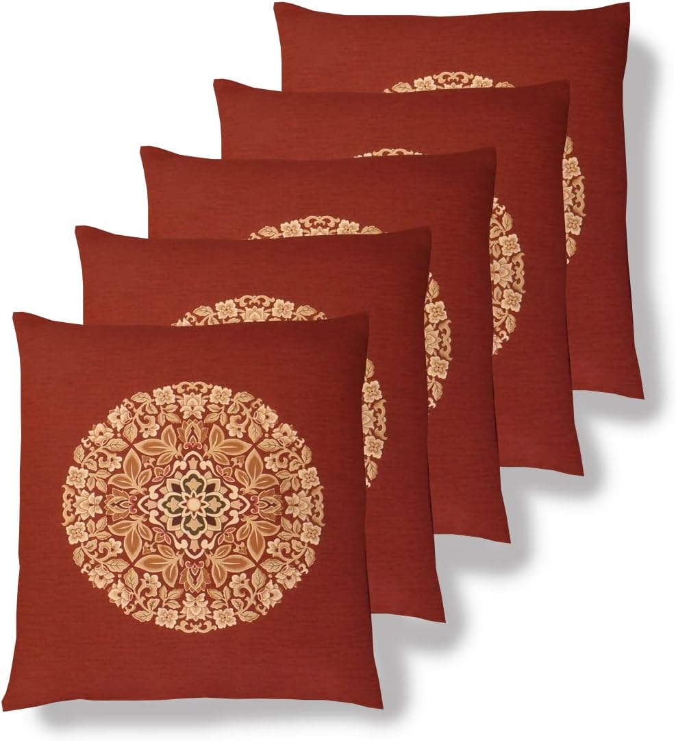 座布団カバー 55x59 5枚セット 座布団カバー 55 59 銘仙判 55&times;59cm 5枚セット 日本製 紋 エンジ 和風