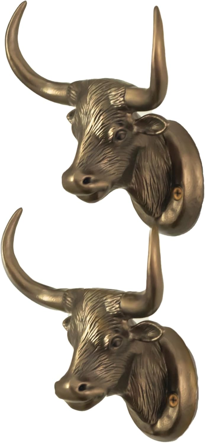 Eve & Co. Western Cowboy Hat Rack (2-Pack) - Premium Wall-Mounted Cowboy Hat Holder, Elegant Cowboy Hat Rack for Wall Display, Perfect for Western Decor, Bronze Stylish Hat Organizer