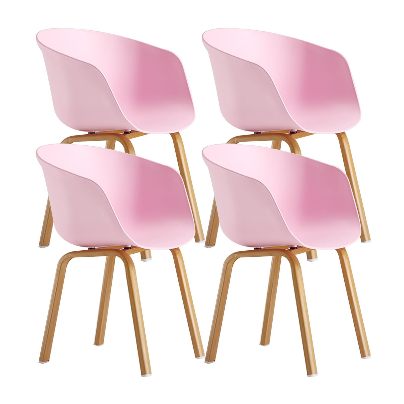 SJIALEN Dining Chair Set of 4,Leisure Plastic Chair Coffee Restaurant Hotel Marriage Room Backrest Negotiate Office Reception Chairs Kitchen Chair (Color : Maple)