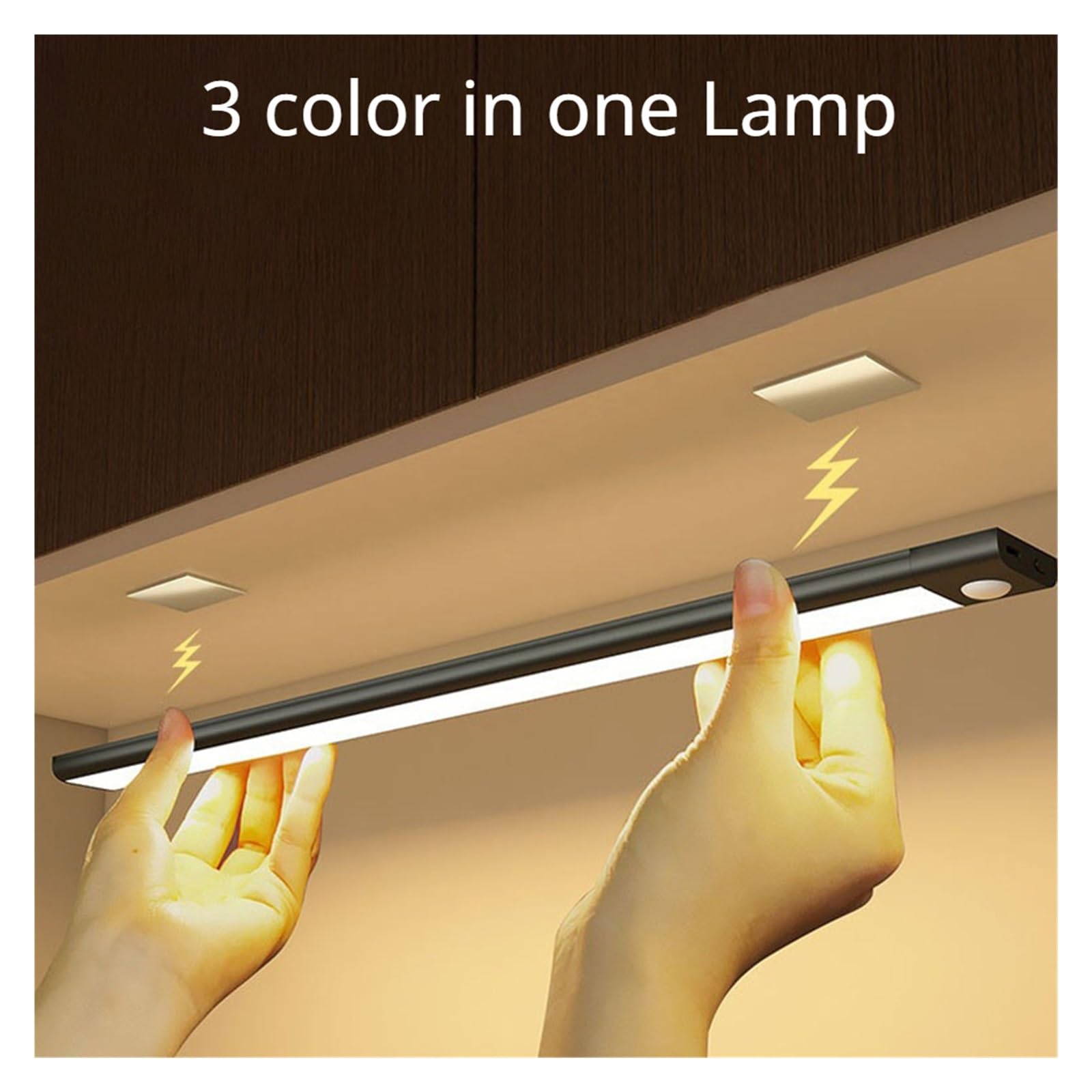 Luces Bajo Armario Luz LED Con Sensor De Movimiento, Nocturna Inalámbrica USB, For Debajo Del Gabinete, Cocina, Dormitorio, Armario, Iluminación Interior(White light 6000K,Cuboid 50CM)