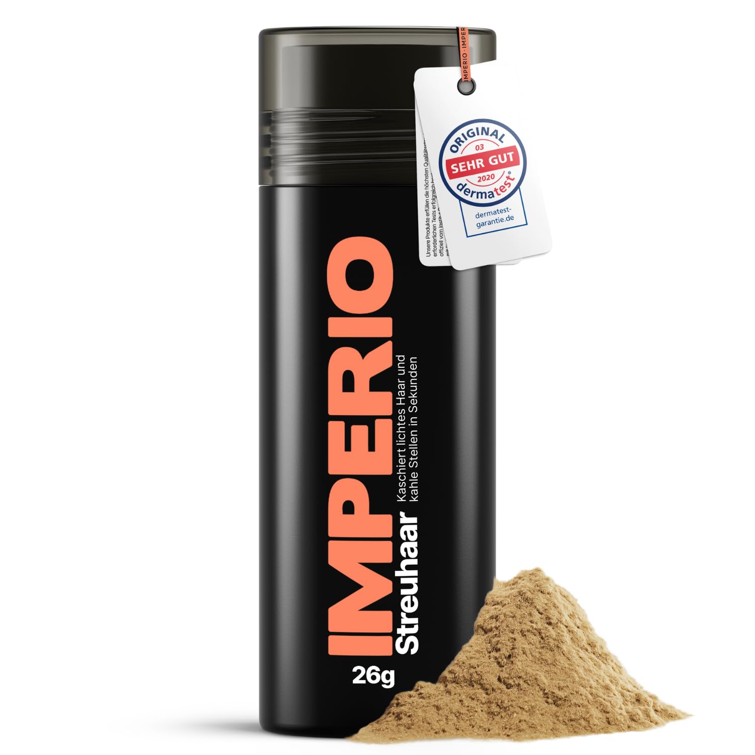IMPERIO Streuhaar zur Haarverdichtung & vollem Haar in Sekunden. Schütthaar für einen authentischen Look. 100% Natur! In Premium Friseurqualität - 26g (Dunkelblond)