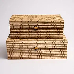 Kit 2 Porta Objetos Caixa Organizadora Bambu Retangular Ecologico Decoracao Organizacao