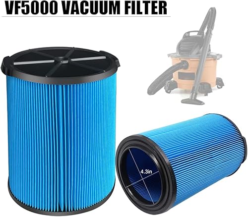 Miniatura 5 de Paquete de 2 filtros VF5000 para Ridgid Shop Vac 72952 de papel plisado de 3 capas de 6 a 20 galones para aspiradora en seco y húmedo compatibles