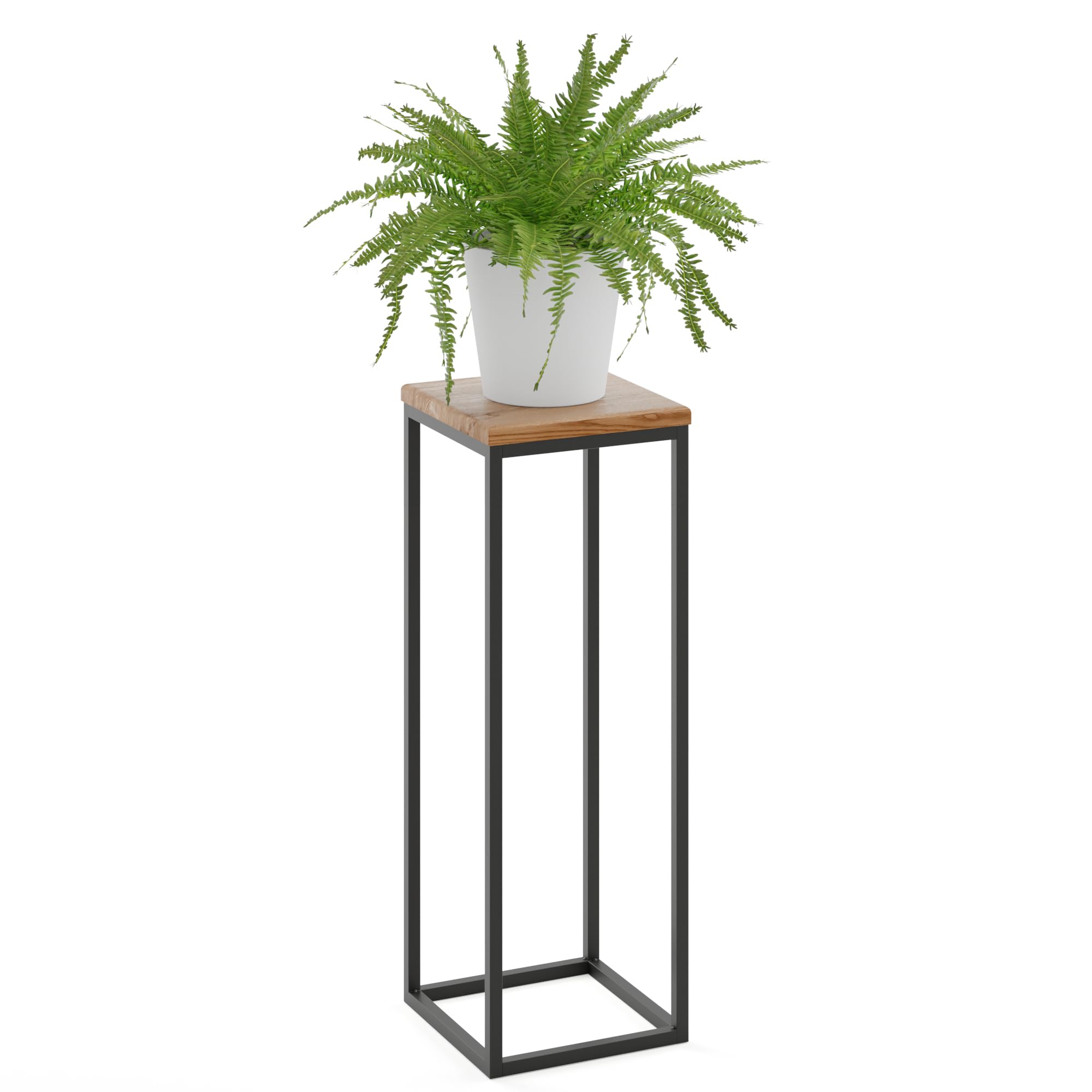Support Plantes LAMO Manufaktur 70cm - Piédestal Blanc/gris Avec Plateau Bois Massif | Déco Intérieur élégante