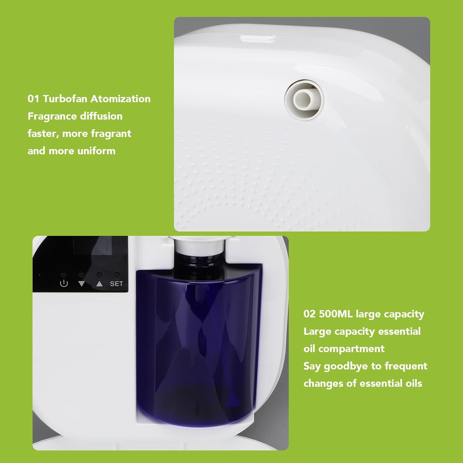 Scent Air Machine, Turbofan Atomization Technology Button APP Control and Timer Design Quiet Scent Diffuser for Home Commercial Use(500ml) (US Plug 100-240V)