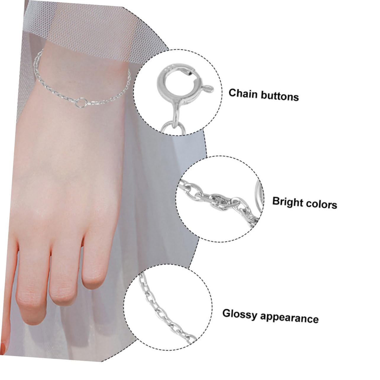 SEWACC 9stücke Teiliges Silberne Kettenverlängerung Für Armbänder Und Halsketten Verstellbare Kettenverbindung Mit Liebe Zum Detail Für -schmuckgestaltung