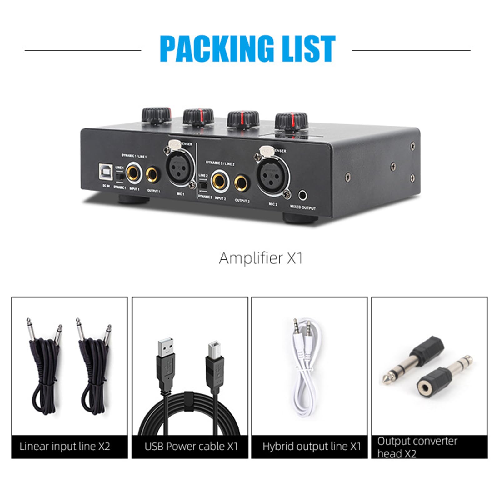 Preamp Microfono A Doppio Canale per Microfoni Dinamici E Condensatori con Microfono Dinamico da 50 E Potenza