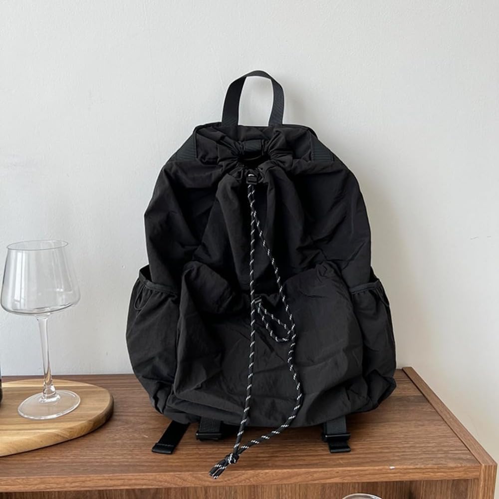 [Vilom] 巾着 レディース バックパック 大容量 軽量 ファブリック素材 シンプル 通学 通勤 旅行 学習 おしゃれ 収納便利