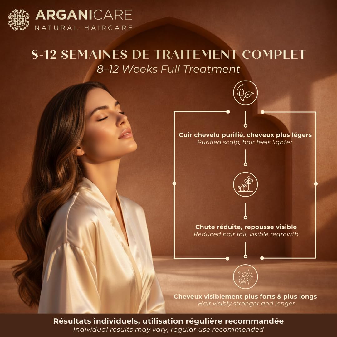 ARGANICARE | Zestaw Duo Ricin | Szampon + Odżywka Wzrost & Wzmocnienie | Wszystkie rodzaje włosów |.Siła i Nawilżenie | 2 x 400 ml
