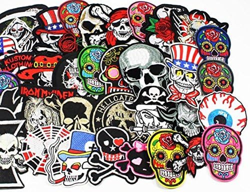 Mangocore 24pcs/lot 5-12cm Iron-on Embroidered Patches skull style DIY Headwear & Sewing Appliques