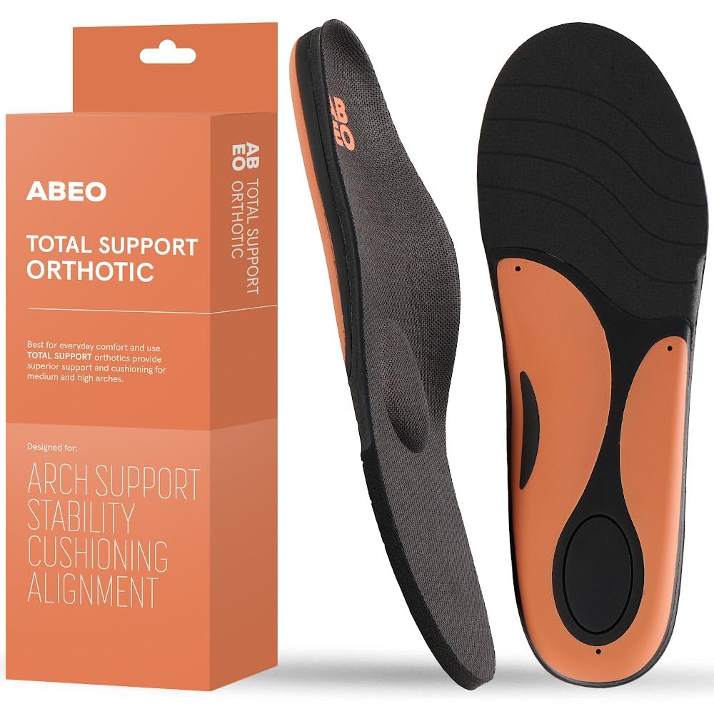 ABEO Total Support Orthotics - Metatarsal Orthotic Inserts for Women | Plantar Fasciitis & Metatarsalgia Relief - Black (8 Medium)