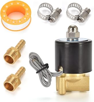 Brass Electric Solenoid Valve 12V 1/4"inch Pneumatic Air Valve Normally Colsed for Water Air Gas Fuel Oil