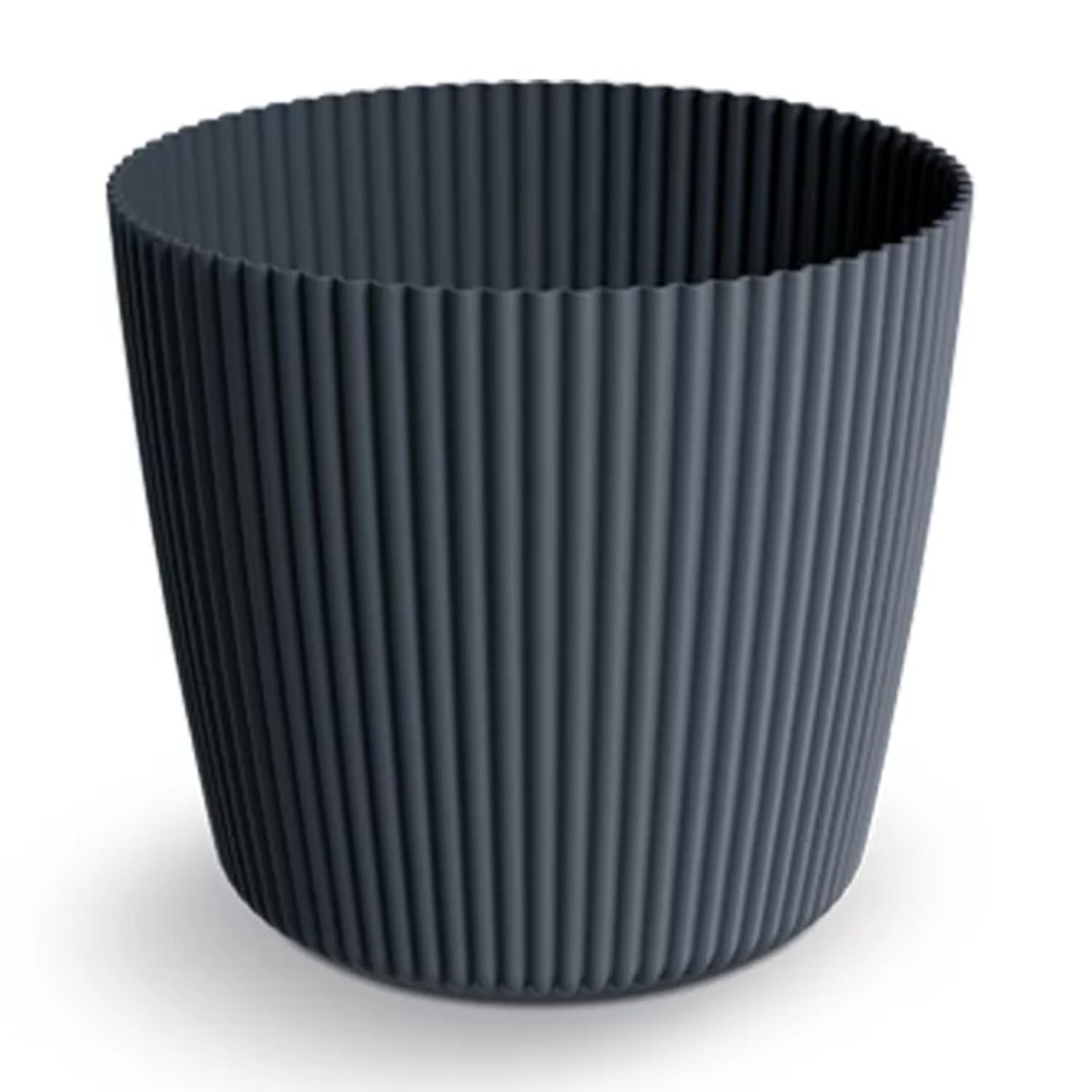 Prosperplast Milly Round Vertical Stripe Flower Pot for Indoor and Outdoor Use (Anthracite, Diameter 292 mm)