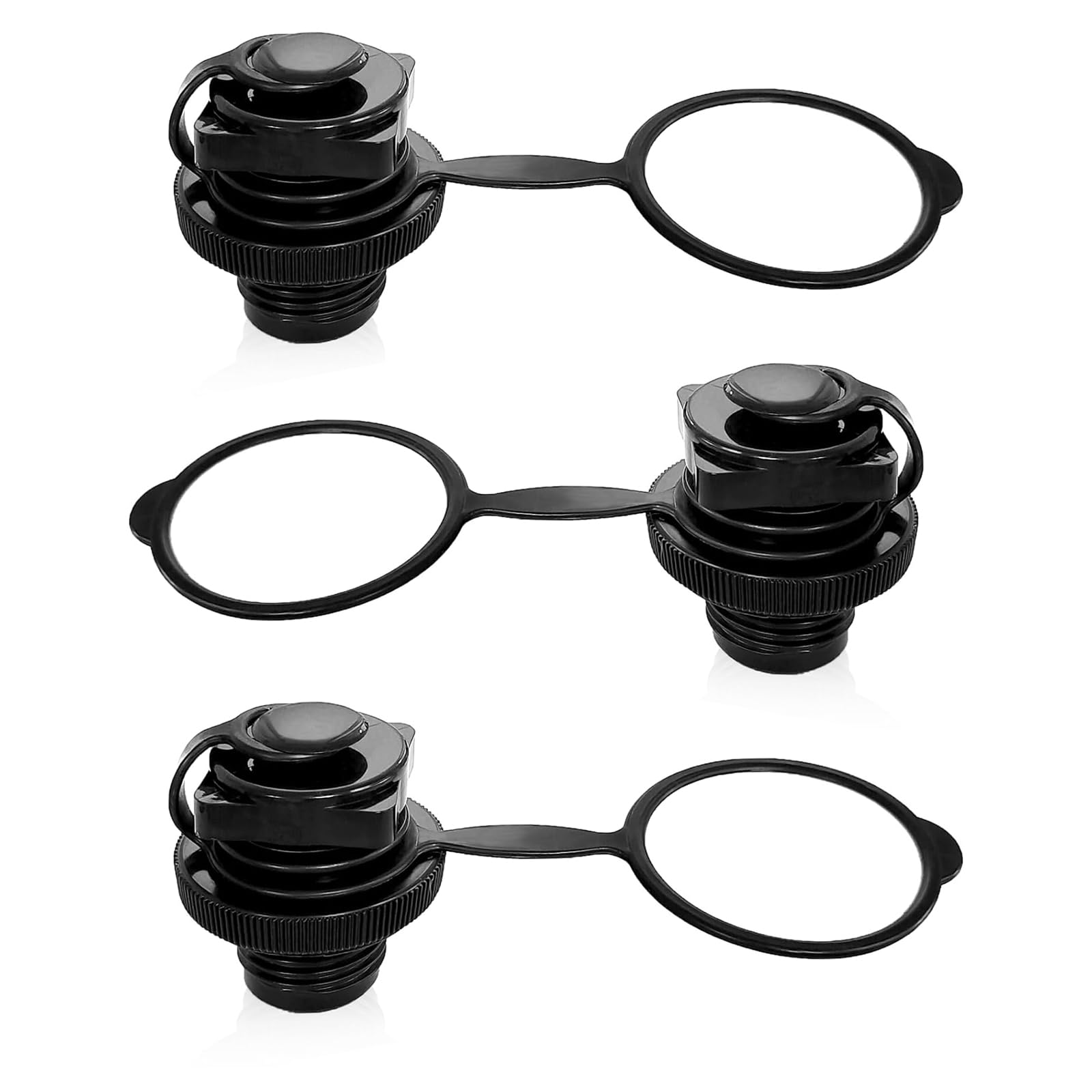 3 Schwarze 22mm Schlauchboot Ventile, Ersatzteile für Schlauchboot klein und Schlauchboot 4 Personen, PP Material mit 20mm Innendurchmesser, Ideal für Schlauchboote und Kajaks
