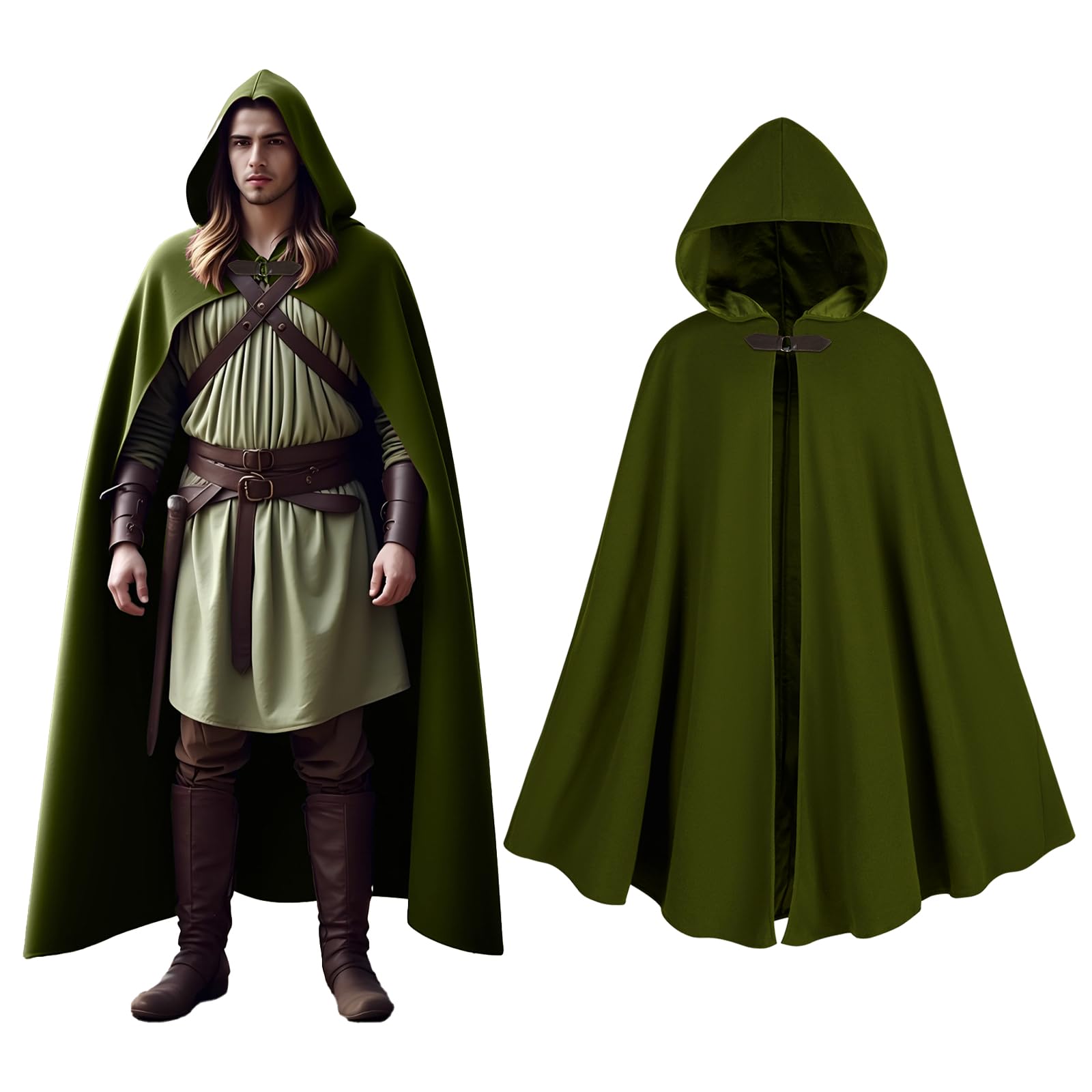 Renaissance - Abrigo con capucha para hombre, diseño medieval